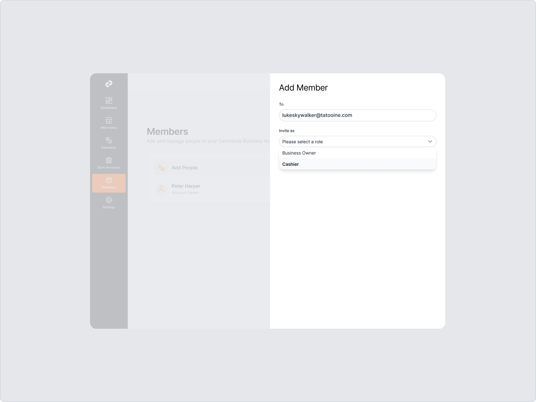 Select Member's role